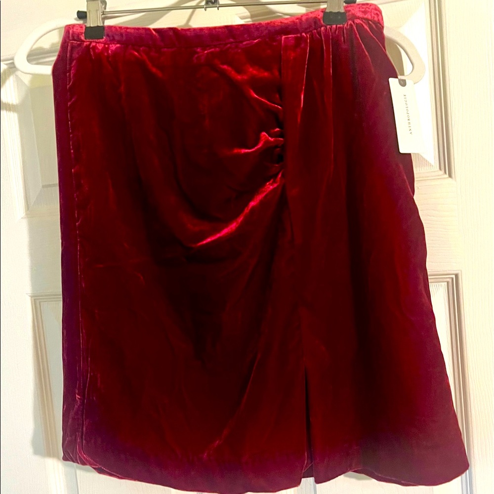 Maroon Velvet Anthropologie Skirt